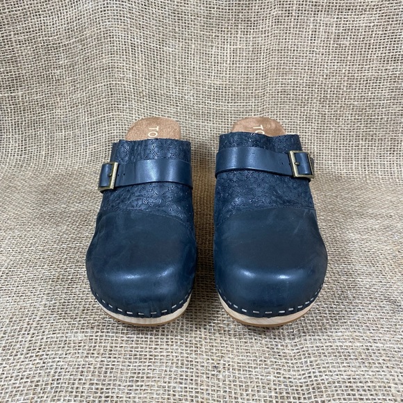 Toms Clog Wood Heel Black Leather Women size 10 - Picture 4 of 11